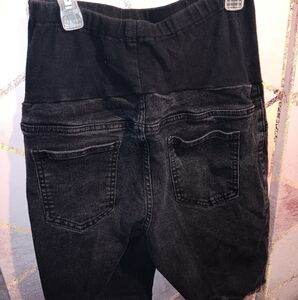 SHEIN Black Denim Maternity Bermuda Shorts Stechy Waist Band Size M